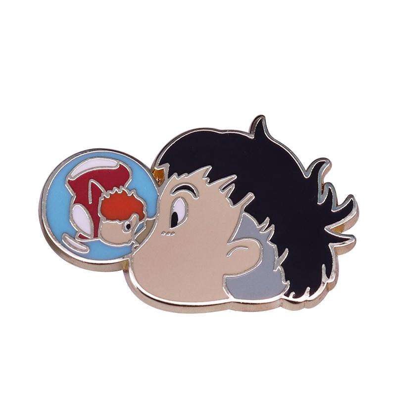 ponyo and sosuke brooch cute ghibli pin fantasy anime jewelry