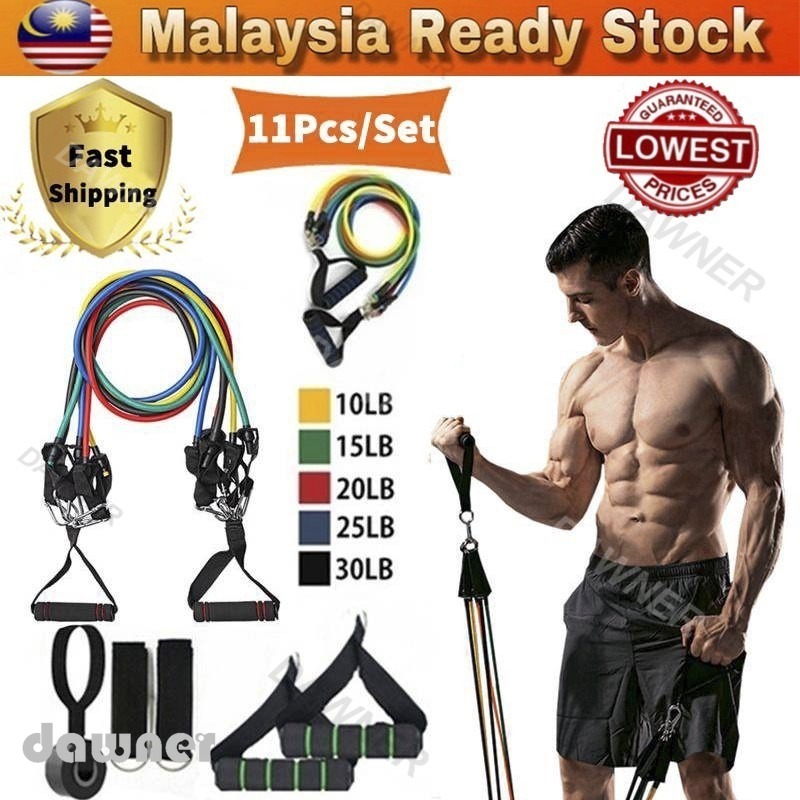 11pcs Set Resistance Band Body Fitness Rope Equipment Pull Rope Natural Rubber Latex Fitness 0723