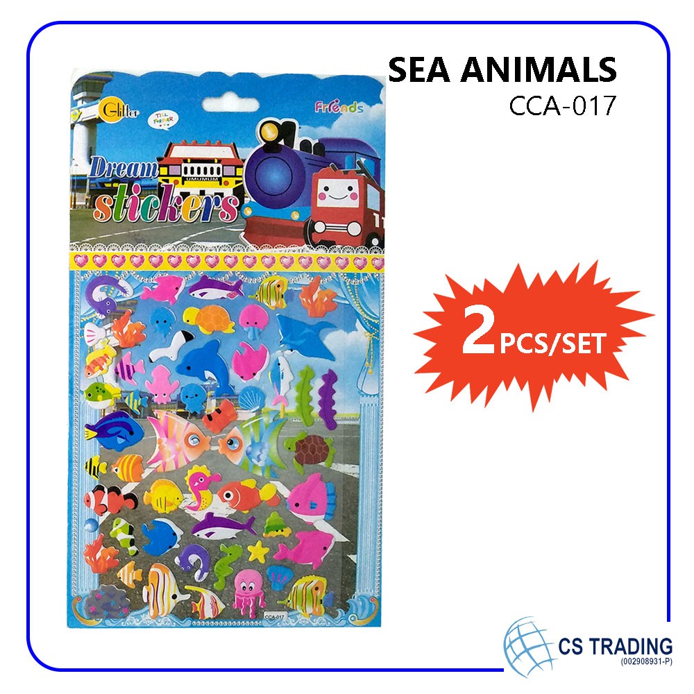 2 Packs x Children 3D Foam Stickers 14 x 25cm - Sea Animals / Transportation / Plane / Smiley / Fruits / Alphabets