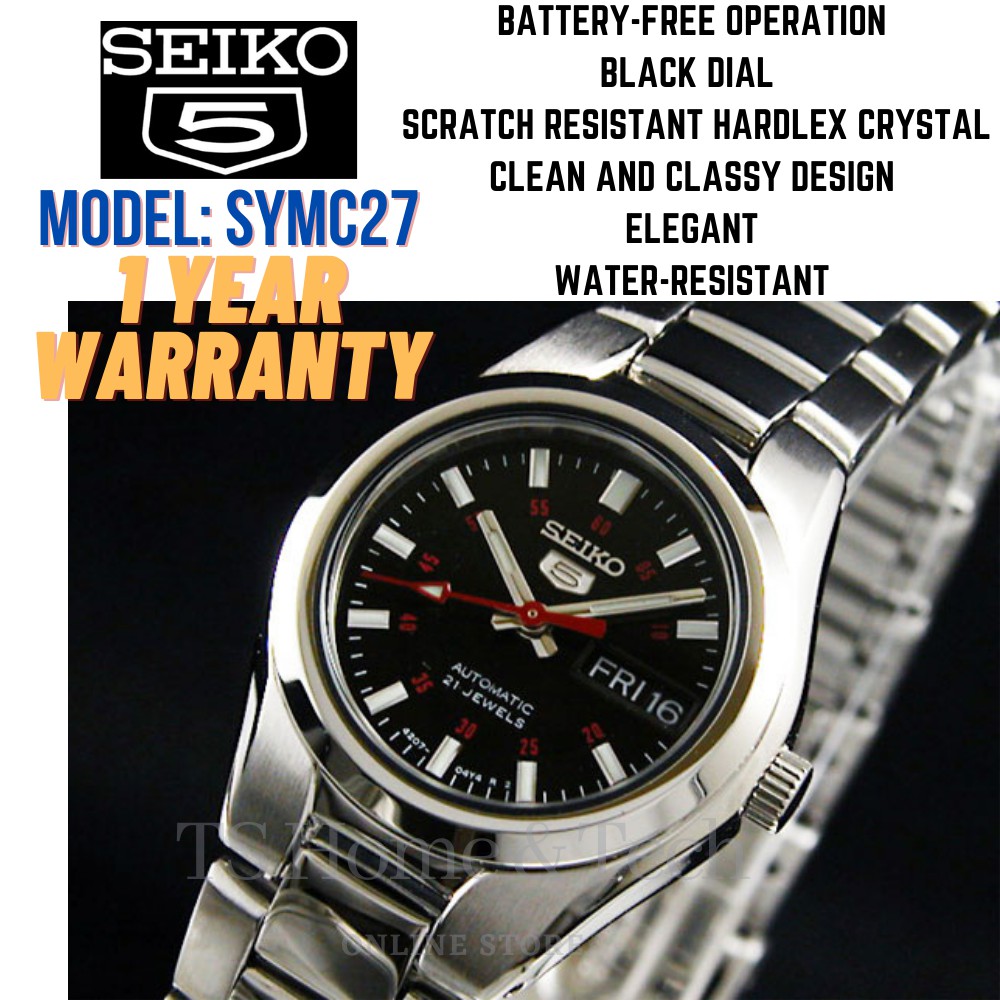 Ladies Seiko5 Black Dial Stainless Steel Watch Jam Tangan Original Seiko Series 5 Automatic Watch Symc27 Trendy Shopee Malaysia