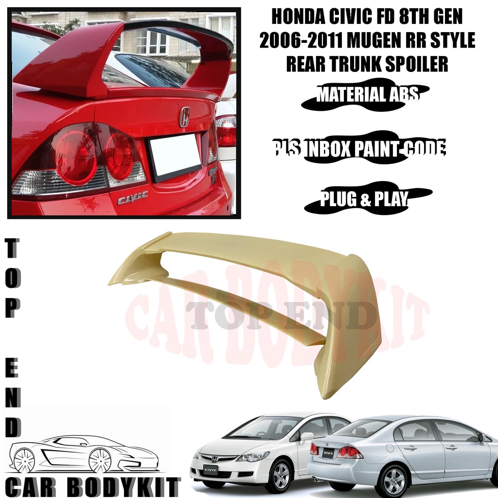 HONDA CIVIC FD FD2 8TH GENERATION MUGEN-RR STYLE REAR TRUNK SPOILER (MG ...