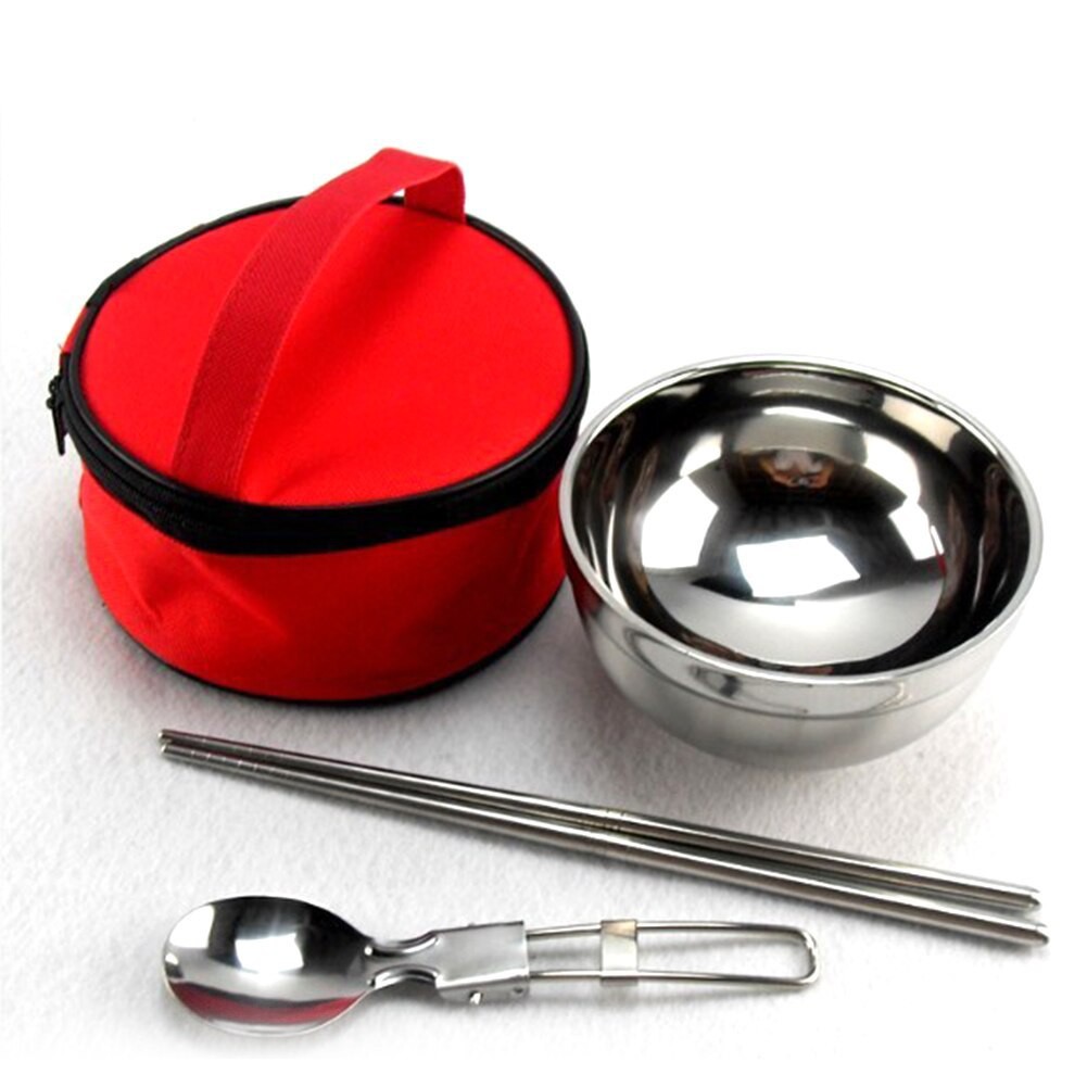 Hiking Outdoor Tableware Set With Bag Travel Folding Camping Cutlery