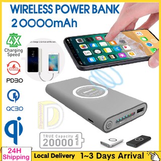 💥Ready Stock💥20000mAh Wireless Powerbank iPhone Samsung Huawei Portable Mobile Phone Wireless Charger Power Bank 充电寳