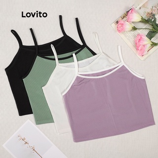 Image of Lovito Solid Casual Slim Fit Rib Knit Contrast Binding Tank L00008 (Green/Pink/White/Black)