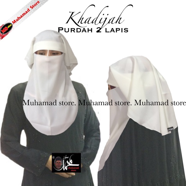 Khadijah Purdah Warna Hitam wanita (2 lapis)