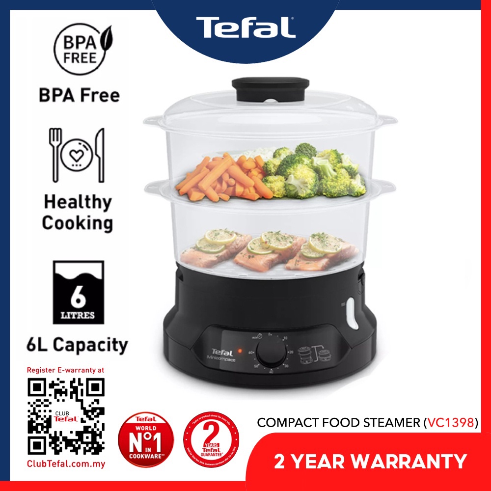 Tefal 6L 2 Layer BPA Free Mini Compact Electric Food Steamer (VC1398