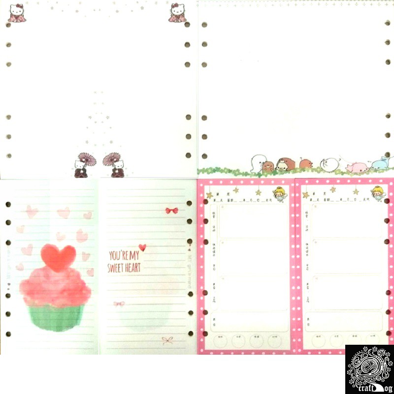 A5 A6 Ring Angel Cupcake Hello Kitty Penguin Planner Journal Insert