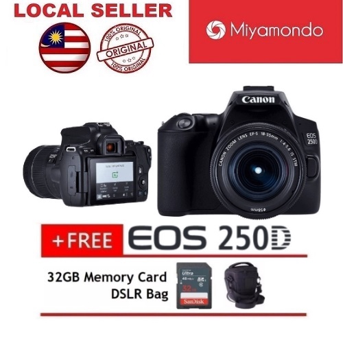 Canon EOS 250D With 18-55mm + 32GB + Bag | Shopee Malaysia