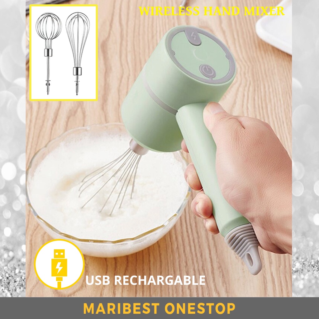 Wireless Electric Hand Mixer Egg Beater Whisk Flour Mixer Mesin Pengadun Tepung Telur 3 Speed Handheld Whisk 电动搅拌器打蛋器