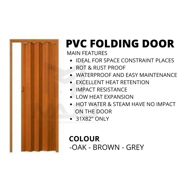 PVC FOLDING DOOR TOILET DOOR/BATHRROM DOOR PINTU PLASCTIC PVC Shopee