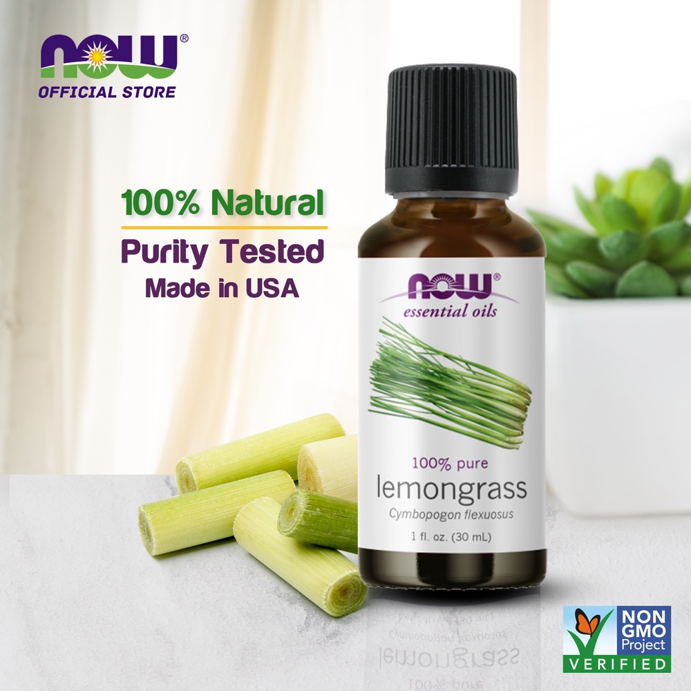 NOW Essential Oils, Lemongrass Oil, Uplifting Aromatherapy Scent, 1