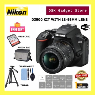Nikon D3500 DSLR Kit With 18-55mm Lens | 24.2MP APS-C Full HD | With Free Gifts | 1 Year Official Malaysia Warranty