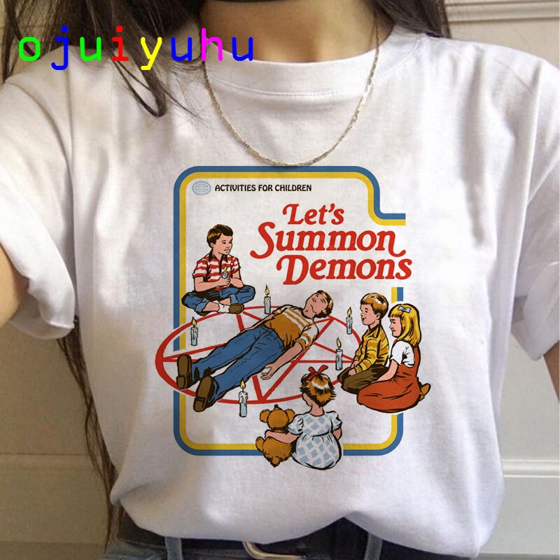 Funny Satan T Shirt Women Satanism Alien Evil Demon Grim Death Tshirt Female Scary Reaper T-shirt Harajuku Horror Psychedelic