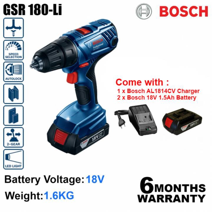 Bosch Gsr 180 Li 18v Professional Cordless Drill Driver 06019f81l0