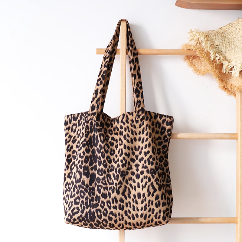 leopard print canvas tote