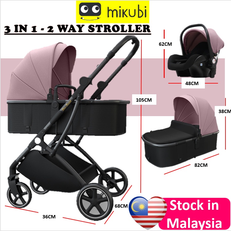 MIKUBI 3 in 1 Baby Stroller 2 Way (TR20) Two Way Facing Foldable ...