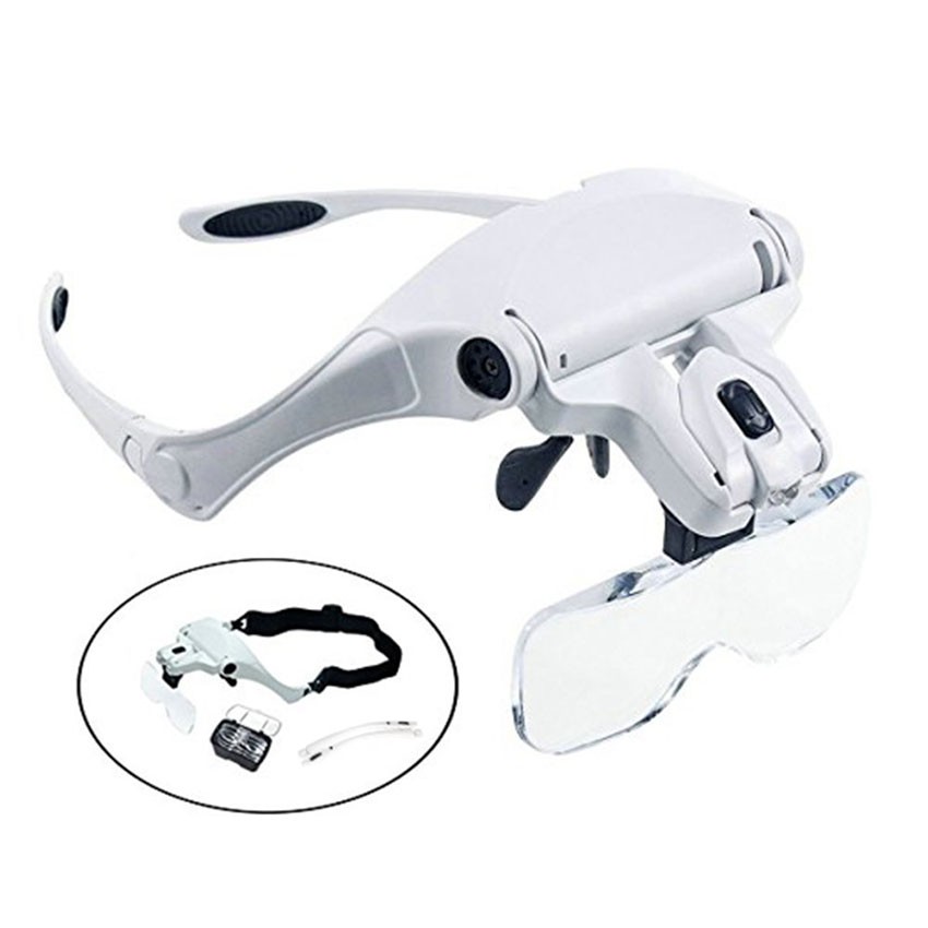Head Magnifier Glasses Loupe Headband with Light Headset1.0X/1.5X/2.0X