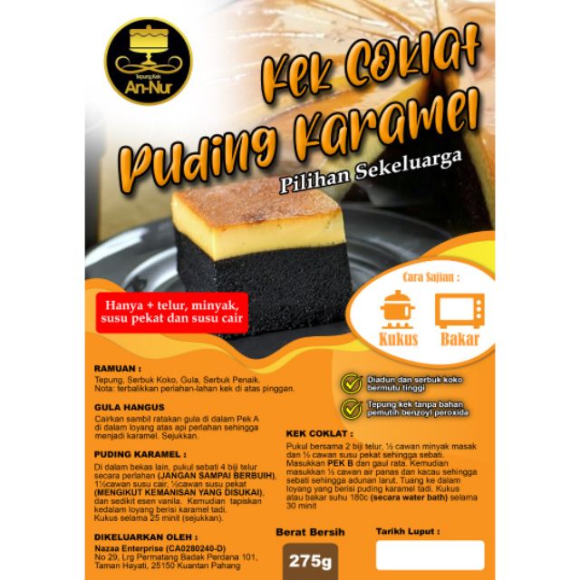 Hot Selling Tepung Segera/Premix Annur Kek Coklat Puding Karamel