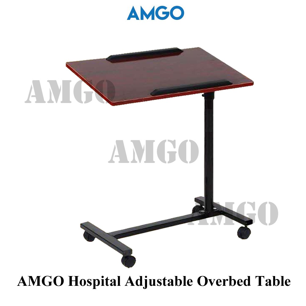 AMGO Hospital  Medical Adjustable Height Over Bed Table 