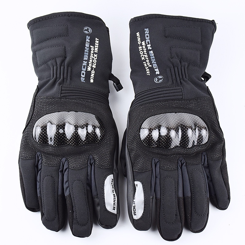 ROCKBIKER Carbon Fiber Motorcycle Gloves Winter Waterproof Warm Moto