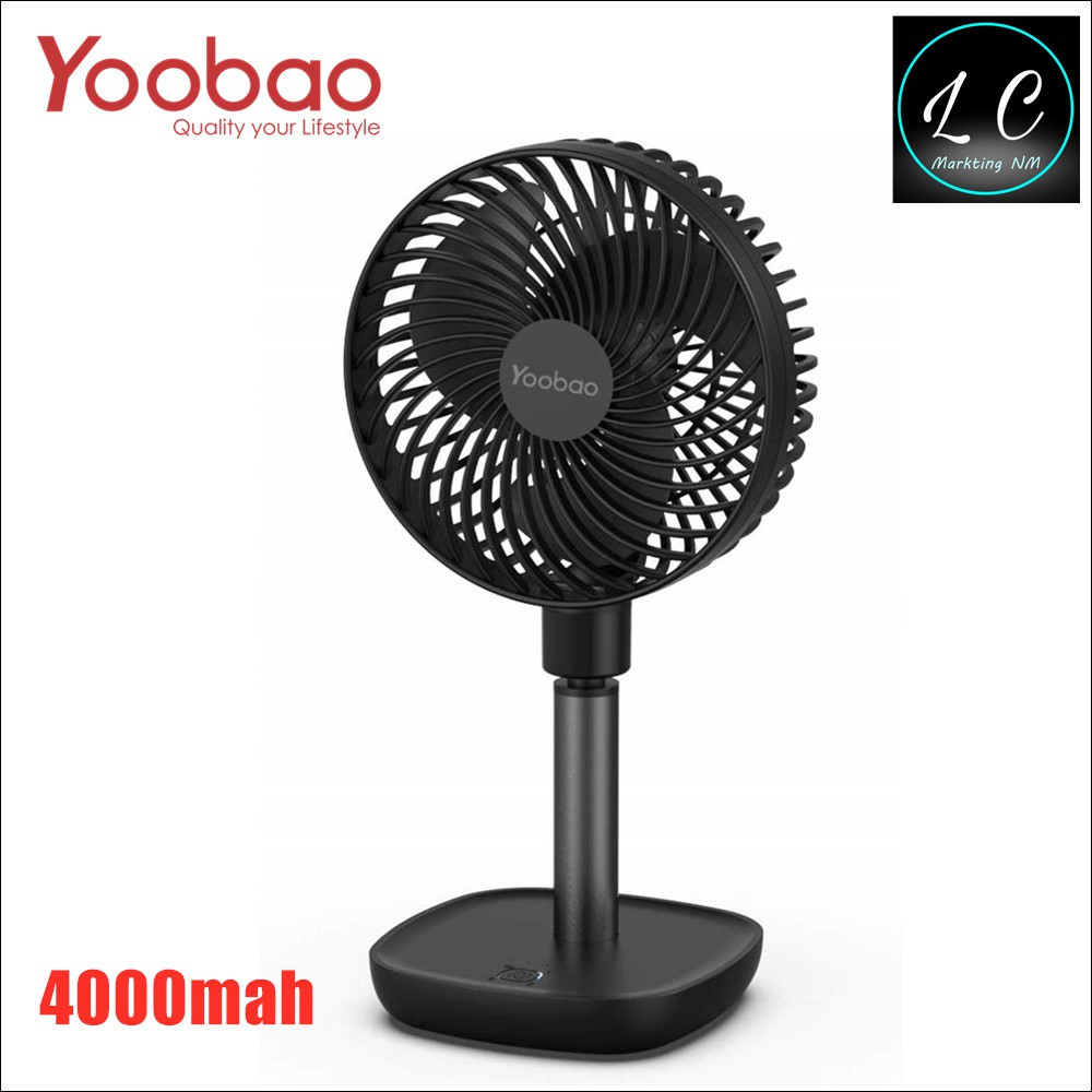 YOOBAO F1 4000mAh Portable Rechargeable Desk Fan Low Noise 4 different speed 45°Rotated Cooling Fan