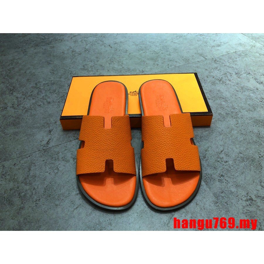 orange hermes slippers