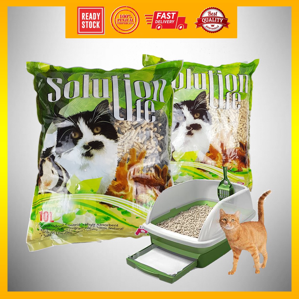(10 Litre) Solution Life Pinewood Cat Litter / Carbon / Pasir Kayu