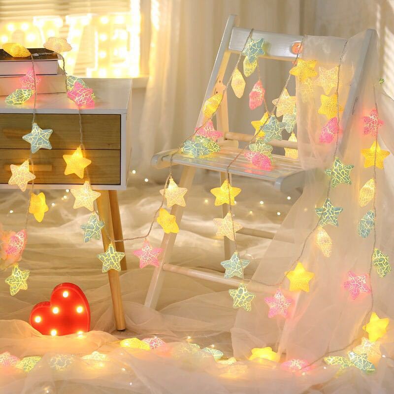 Led Fairy Lights Kids Room Decor Colorful Star String Lights Girls Decorations