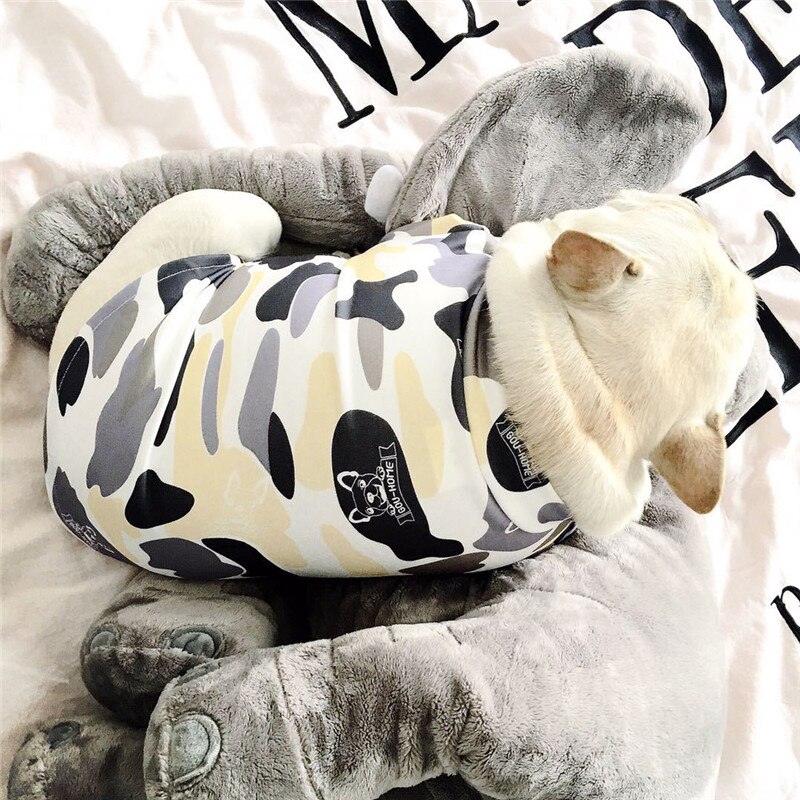 Camouflage Pattern French Bulldog Pug Shirt Clothes ...
