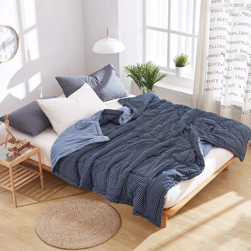 Simple Lattice Wash Cotton Comforter Quilts Duvet Blanket Single