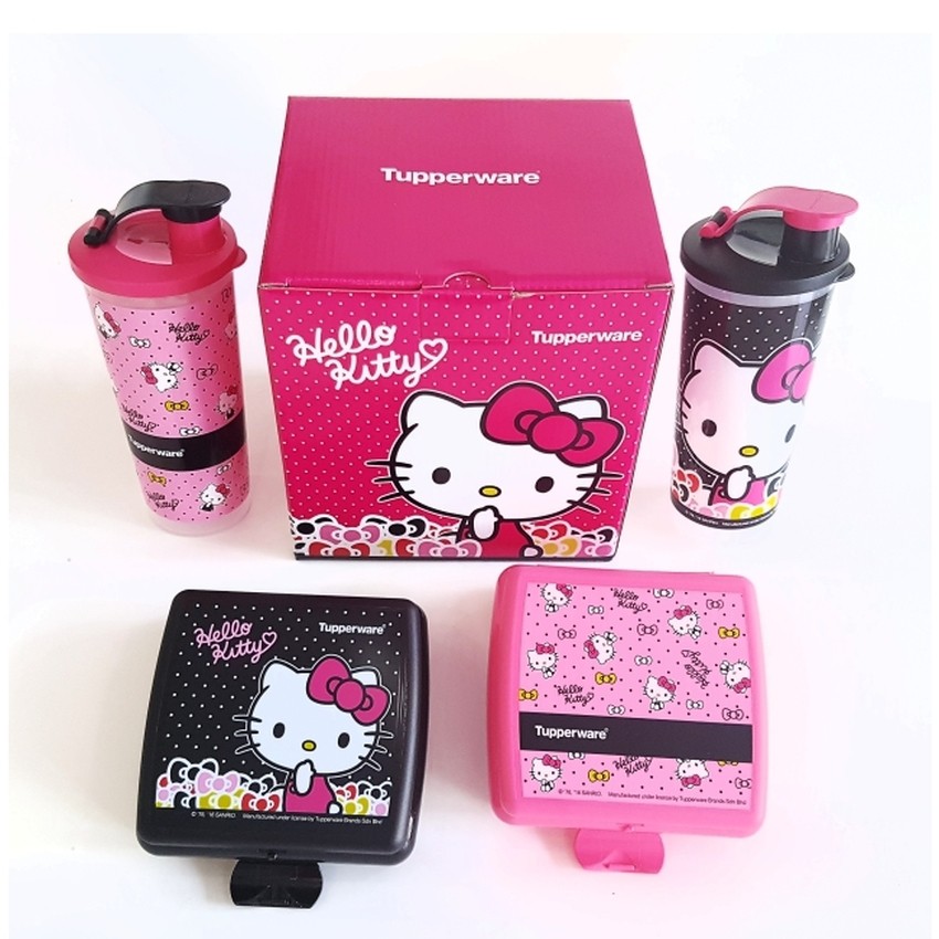Original Tupperware Hello Kitty Lunch Set With Gift Box Shopee Malaysia