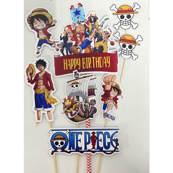 One Piece Birthday Cake Topper Printable PDF PNG Vectorency ...