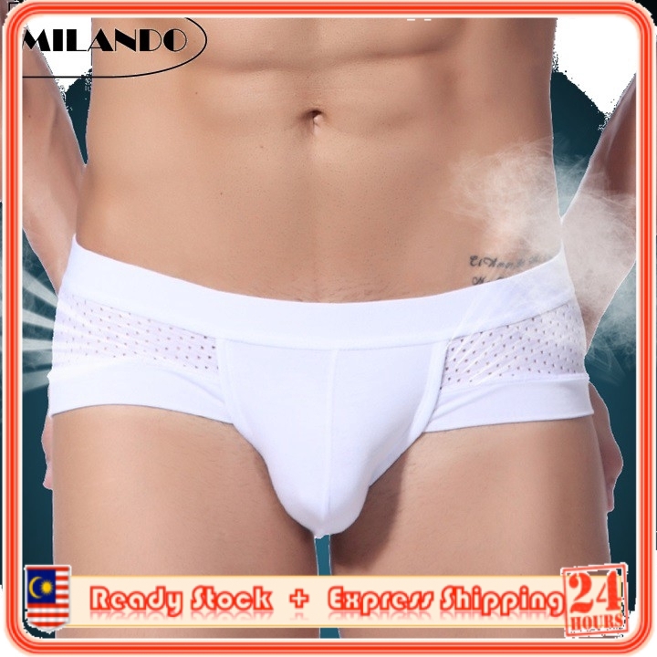 (3 Pieces) MILANDO Men Man Breathable Bamboo Cotton Underwear Boxer Brief (T8)