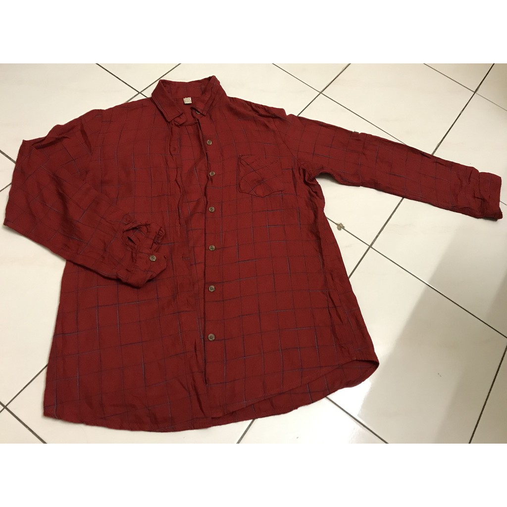 red-checkered-shirt-with-buttons-made-in-korea-shopee-malaysia