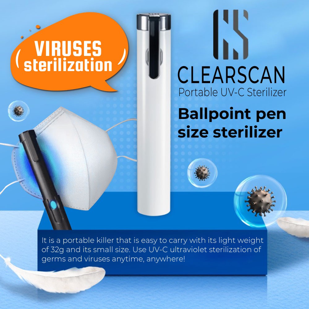 [CLEARSCAN] Portable UVC LED Sterilizer Sanitizer Pen / CE FCC KC EMSL Certified / Made in