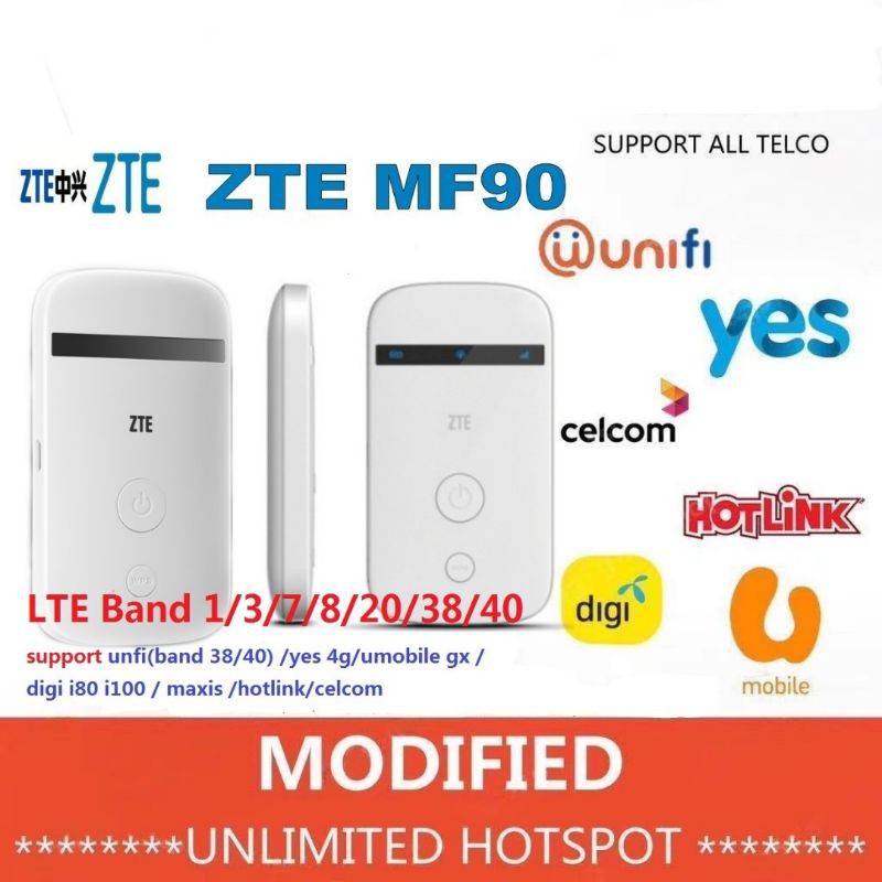 Modified Zte Mf90 Series Portable Wifi Mifi Unlocked Modem Router Hotspot 4g Lte Shopee Malaysia