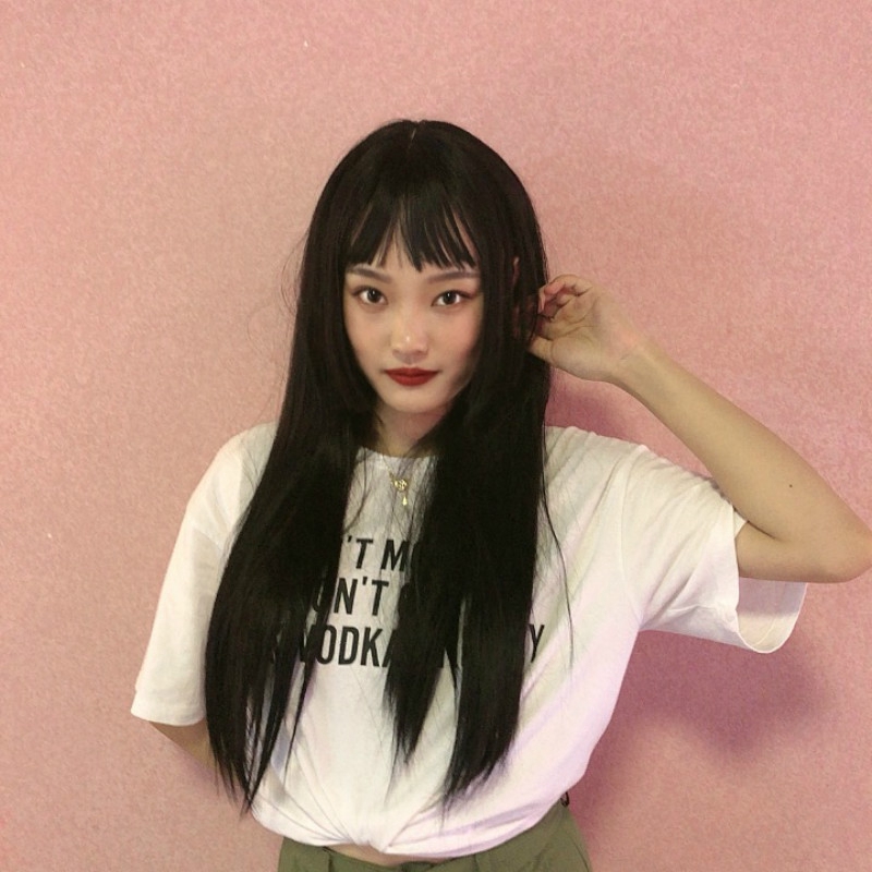 Yoyolala Wig Woman Lolita Lovely Wind Black Long Straight Hair