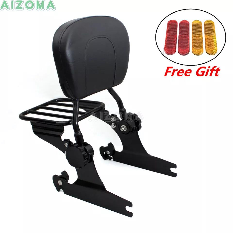 Motorcycle Detachable Backrest Sissy Bar w/ Luggage Rack For Harley