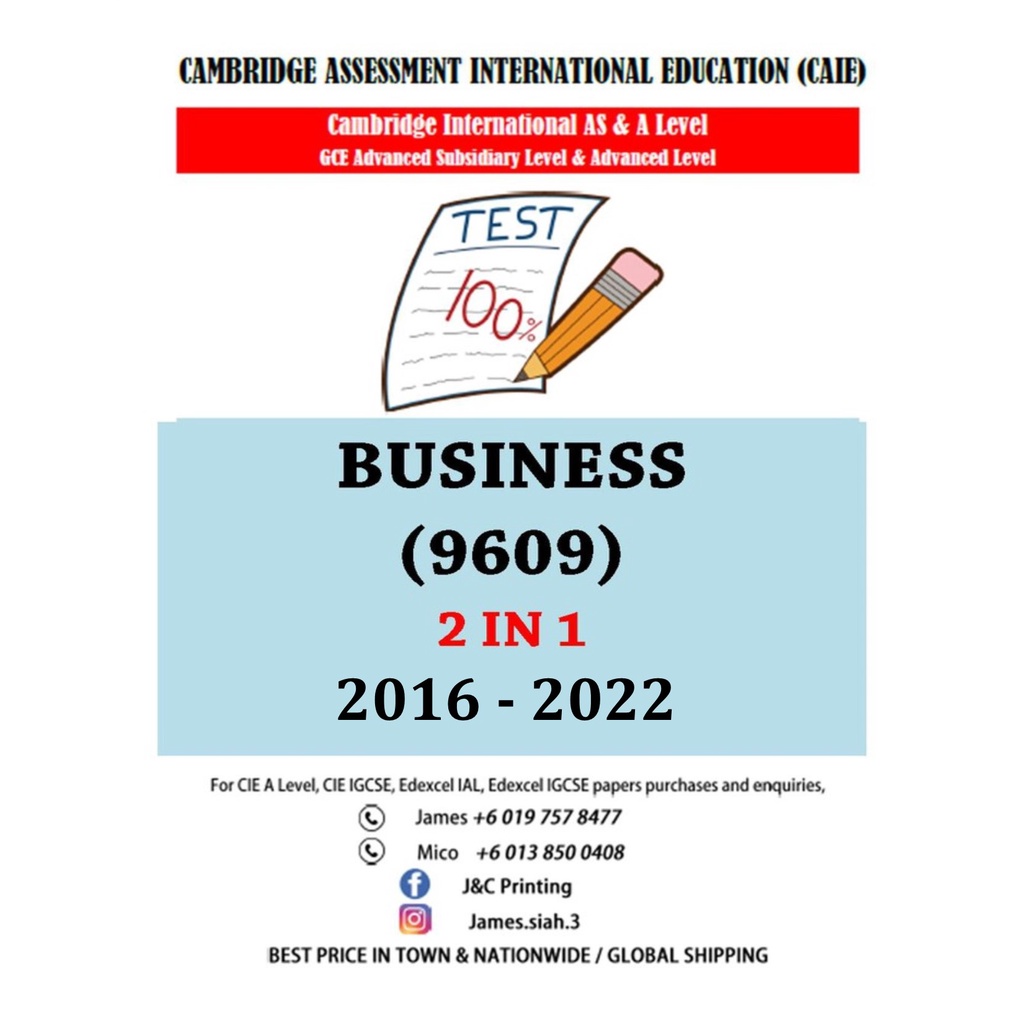 Cambridge A Level Past Year Papers Business 9609 PAPER 1,2,3 ( 2in1