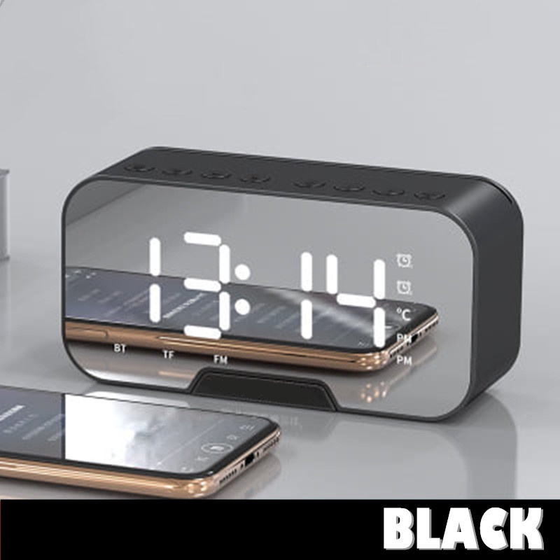 [Local Seller] EXTRA GIFT Mirror Alarm Clock Bluetooth Speaker Wireless with FM Radio 