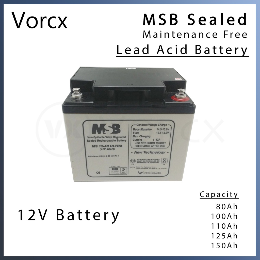 MSB Ultra 12V Rechargeable Sealed Maintenance Free Lead Acid Battery ¬ ...