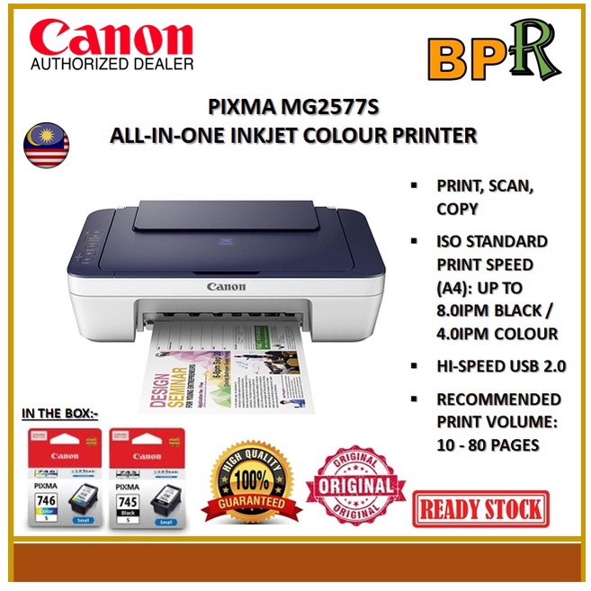 Canon Pixma MG2577s All-in-One Inkjet Colour Printer Warranty From Canon Malaysia