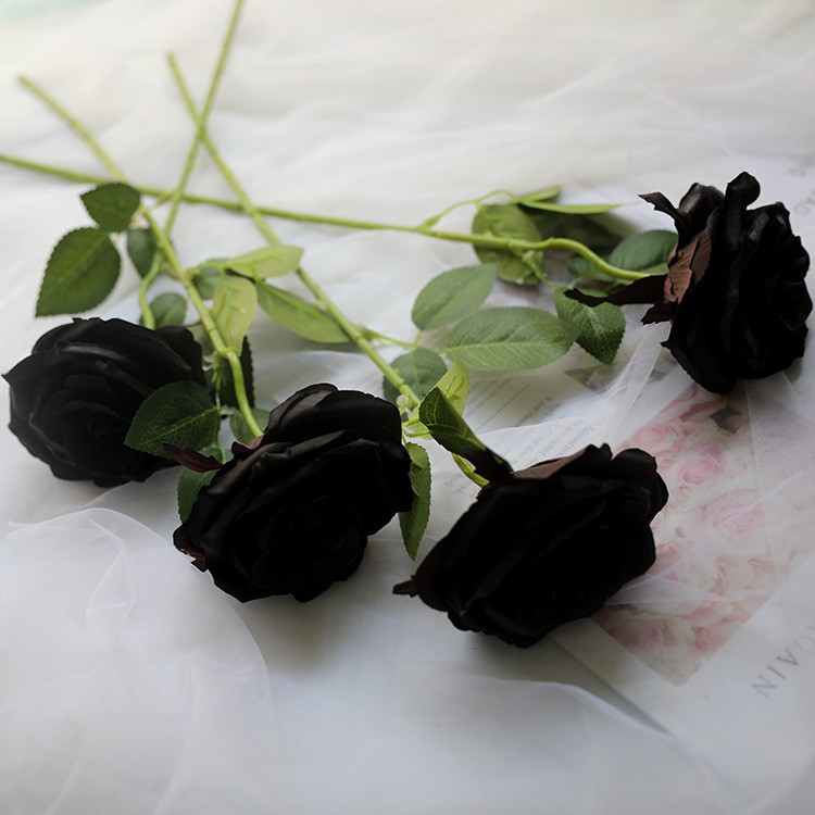 7 heads Black rose artificial flower bouquet for home wedding decoration  Halloween Christmas party decoration single sil | Shopee Malaysia