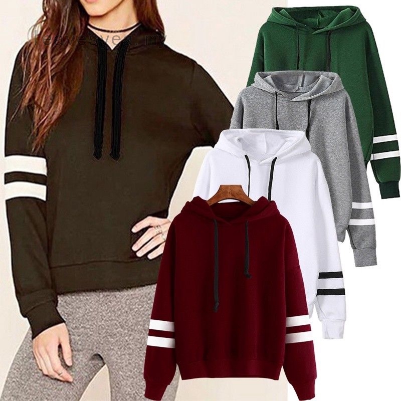 Damen Langarm Hoodies Sweatshirt Pullover Mit Kapuze Pullover Tops Bluse Mantel Shopee Malaysia