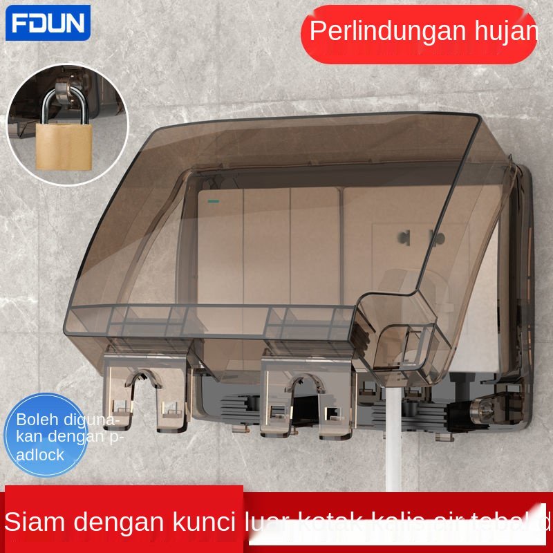 【COD】Socket Waterproof Boxes self-adhesive switch waterproof cover socket power protection box【Skru Model】86Kotak Kalis Air Soket Dua Kali Ganda Meningkatkan Palam Suis Tebal Boleh Menambah Penutup Perlindungan Padlock