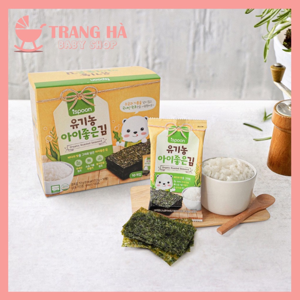 <Date 2024> Box of 10 Packs of ISPOON Organic Instant Seaweed Oil Separator, Unsalted for Babies
