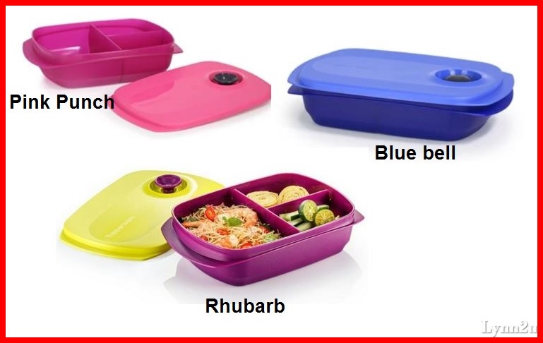 TUPPERWARE SIDE BY SIDE LUNCH-IT DIVIDED DISH / CONTAINER AZURE