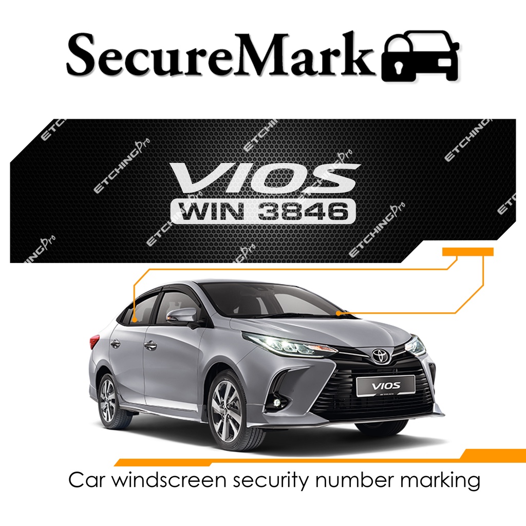 Toyota Vios badge logo SecureMark car security marking sand blasting