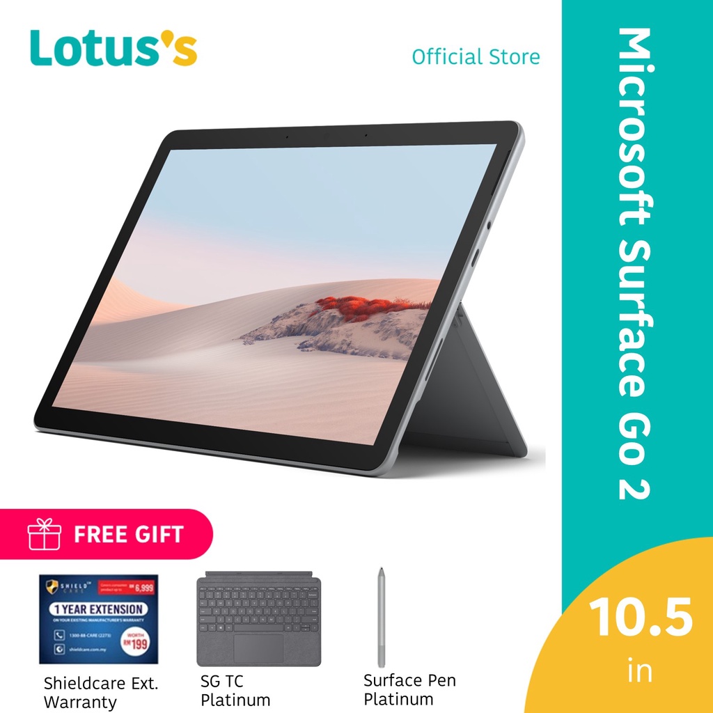 Microsoft Surface Go 2 (STQ-00007) 4425Y/8GB/128GB + SG TC Platinum +  Ext.Warranty + Pen Platinium | Shopee Malaysia