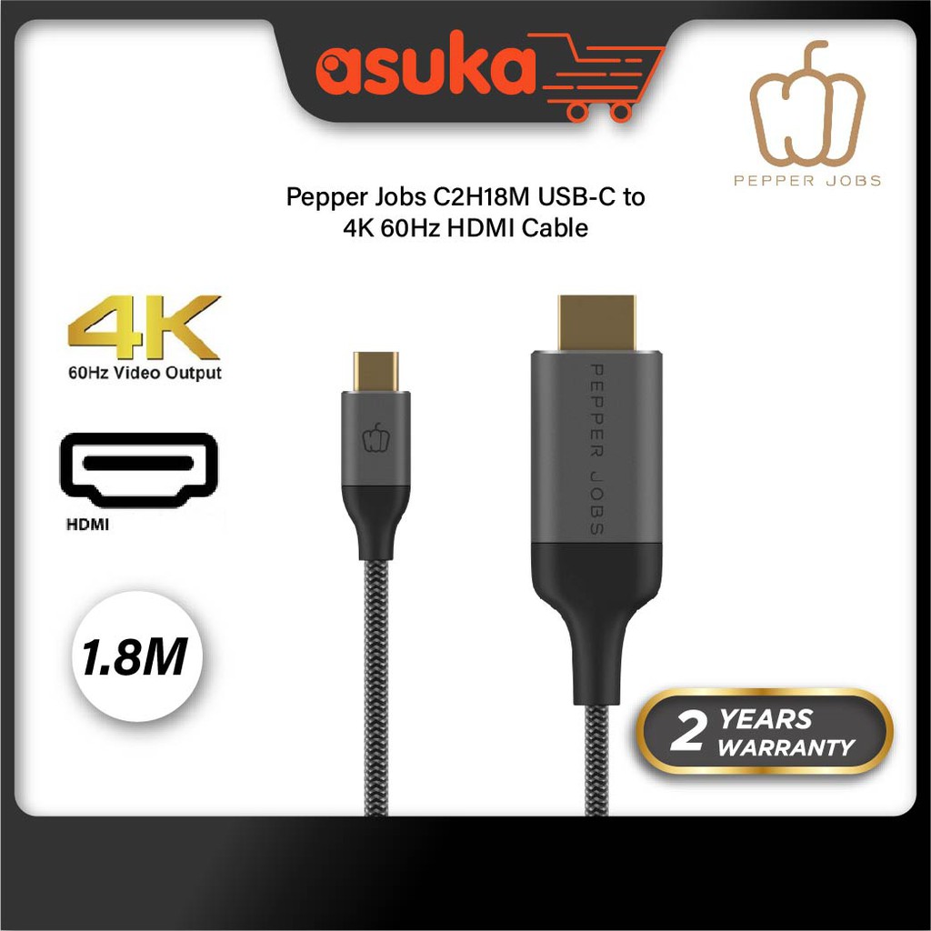 Pepper Jobs C2H18M USB-C to 4K 60Hz HDMI Cable